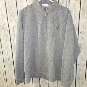 Peter Millar Gray Quarter-Zip Pullover size large fox 🦊 logo